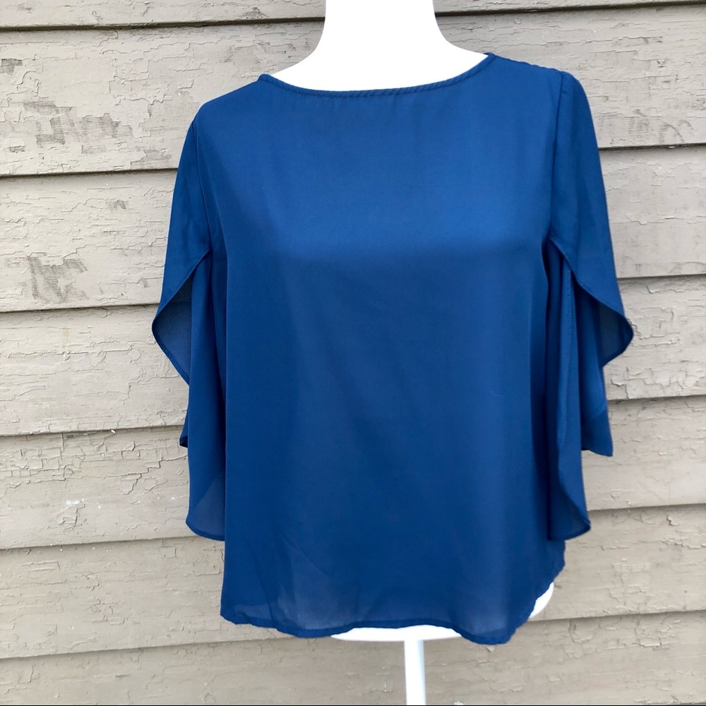 Teal Butterfly Sleeve Blouse